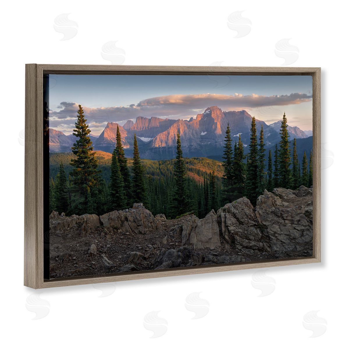 Diurnal Mountain Scenery Brown Floating Frame Canvas Wall Art, Home Decor by Hunter Page Photography
