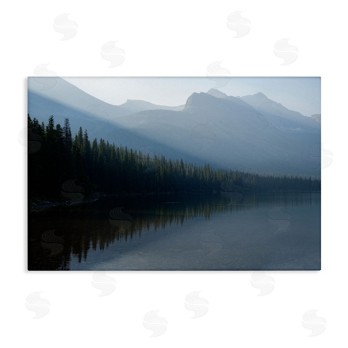 Foggy Lakeside Trees Canvas Wall Art, Home Decor by Hunter Page Photography
