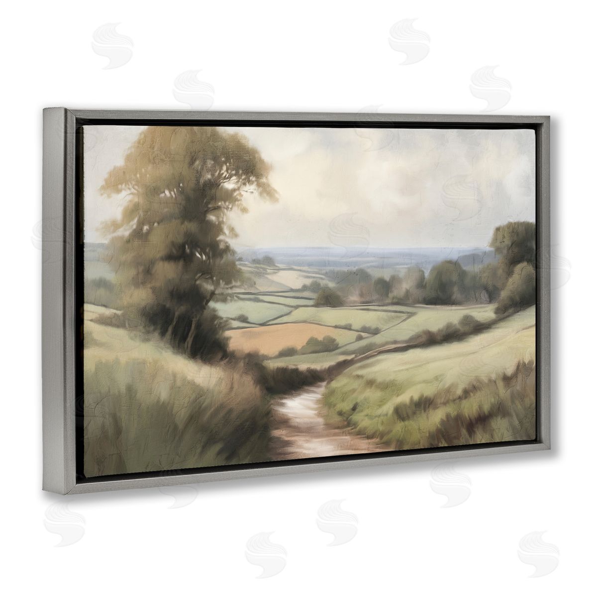 Kim Allen Country Walk Path Gray Floating Frame Canvas Wall Art Print