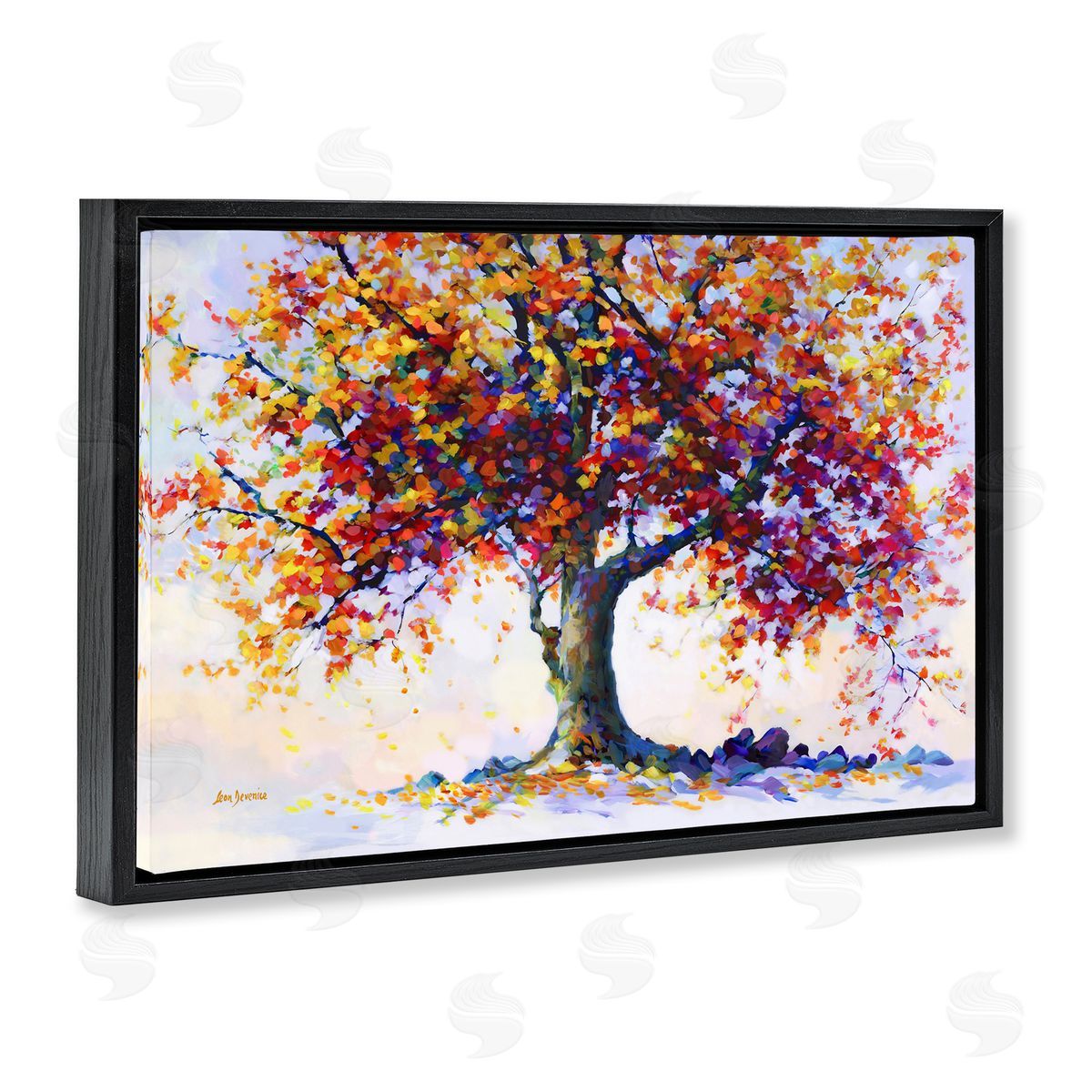 Leon Devenice Heartfelt Hues Tree Black Floating Frame Canvas Wall Art Print