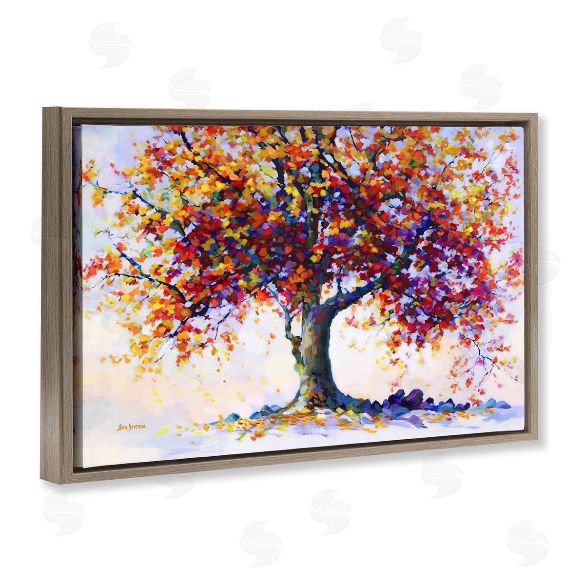 Leon Devenice Heartfelt Hues Tree Brown Floating Frame Canvas Wall Art Print