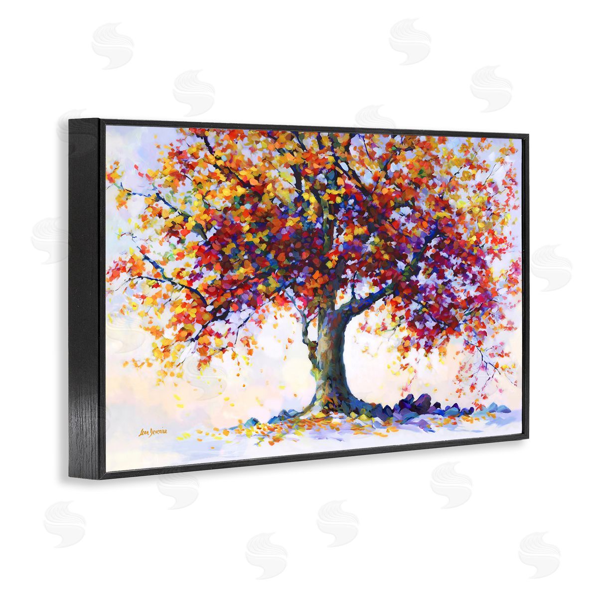 Leon Devenice Heartfelt Hues Tree Black Framed Giclee Wall Art Print