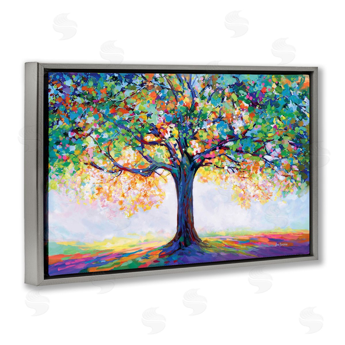 Leon Devenice Tree Of Opportunity Gray Floating Frame Canvas Wall Art Print