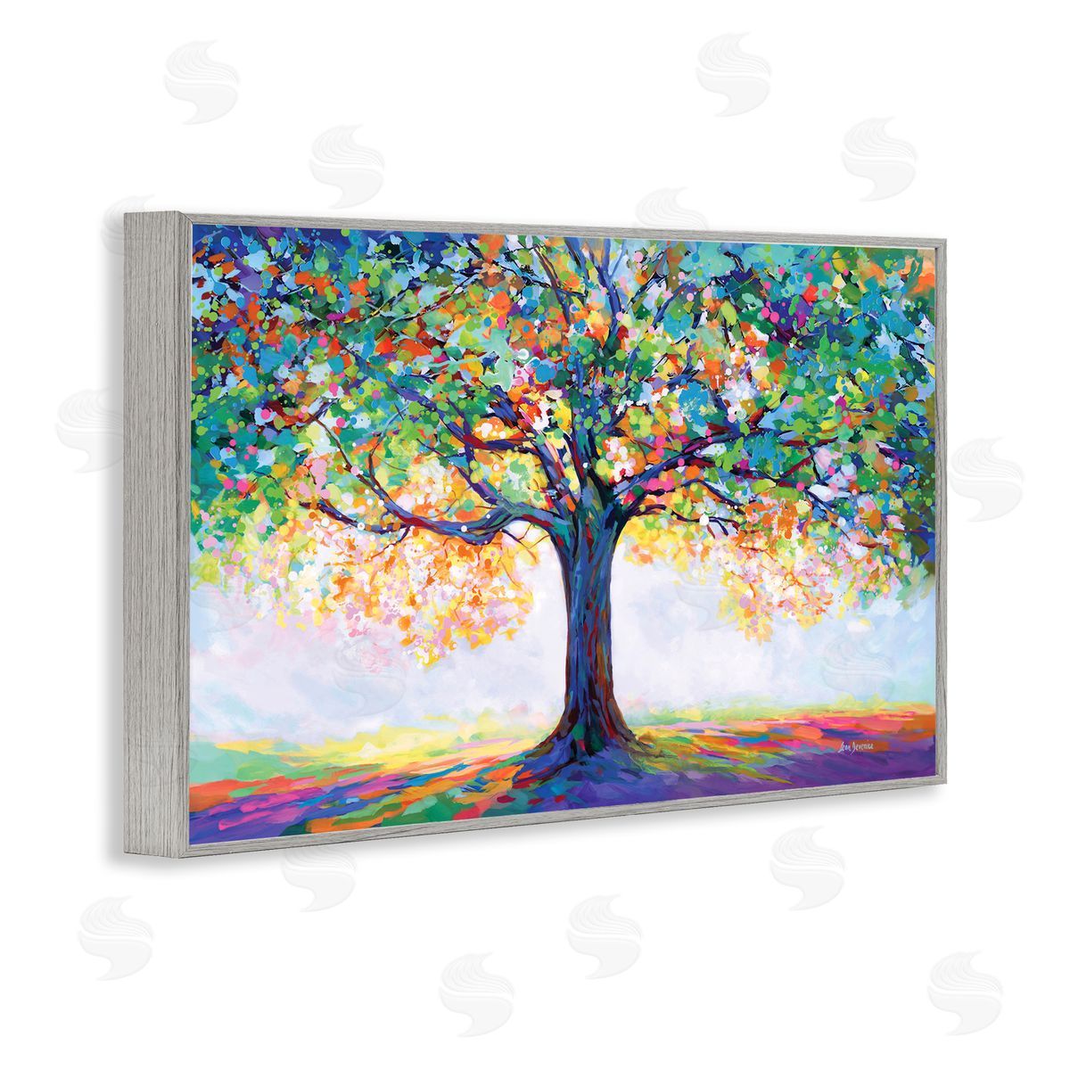 Leon Devenice Tree Of Opportunity Gray Framed Giclee Wall Art Print