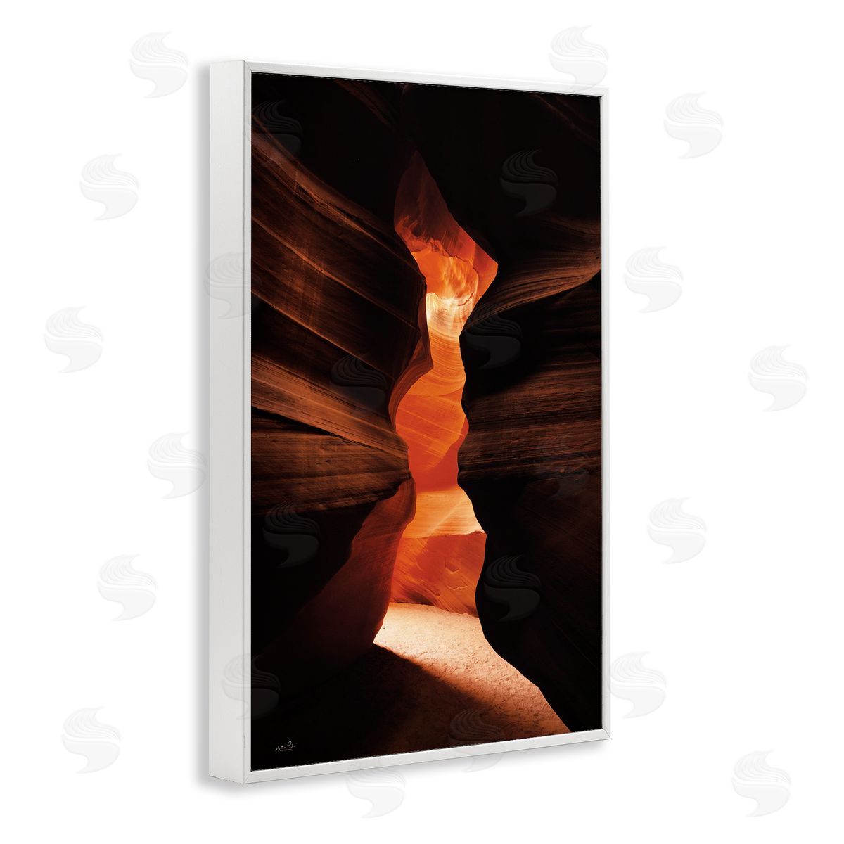 Sunlit Canyon Cave White Frame Print Wall Art, Home Decor by Martin Podt