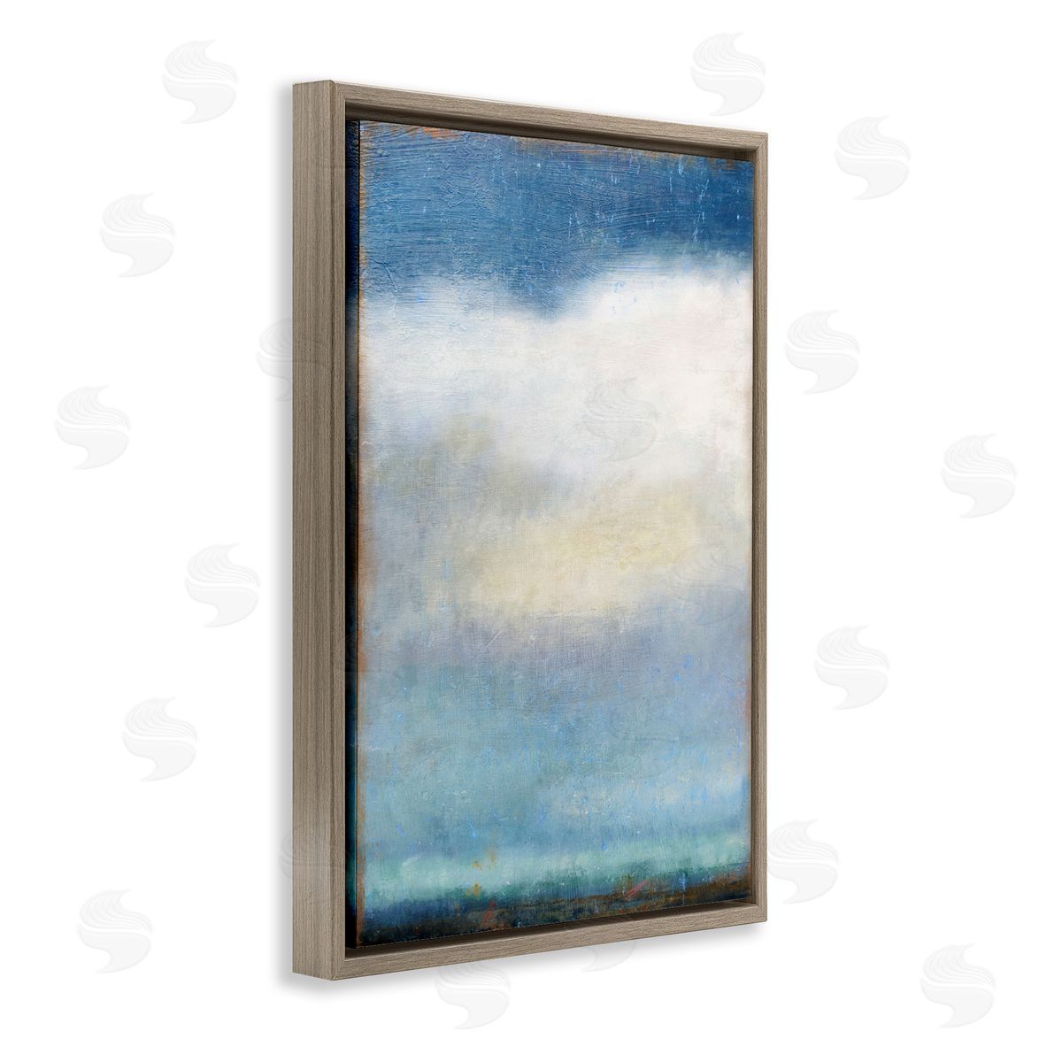 Rustic Clouds Landscape Brown Floating Frame Canvas Wall Art, Home Decor by Suzanne Nicoll