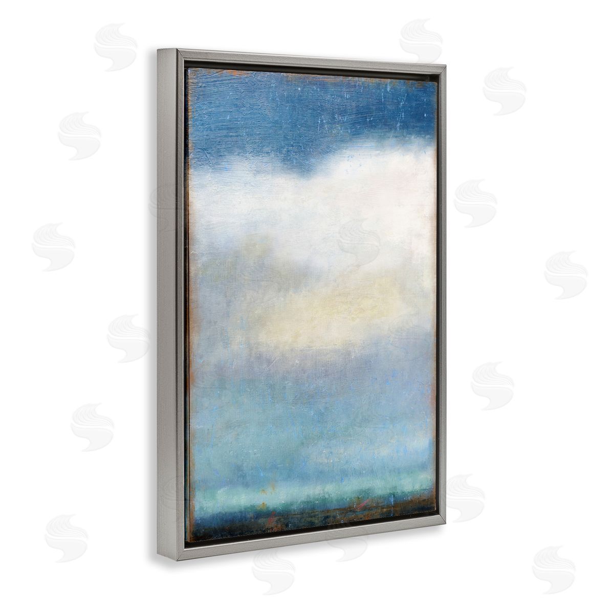 Rustic Clouds Landscape Grey Floating Frame Canvas Wall Art, Home Decor by Suzanne Nicoll