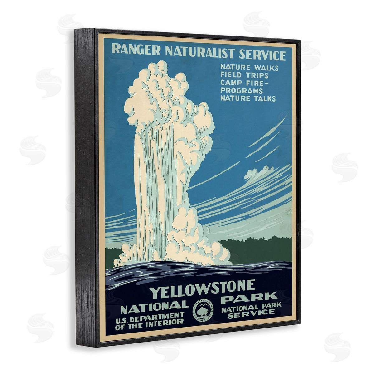 Vintage Yellowstone Poster Black Frame Print Wall Art, Home Decor by C. Don (Chester) Powell