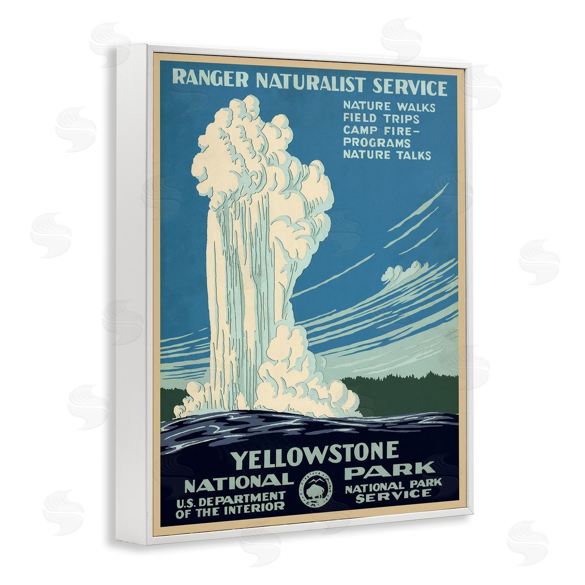 Vintage Yellowstone Poster White Frame Print Wall Art, Home Decor by C. Don (Chester) Powell
