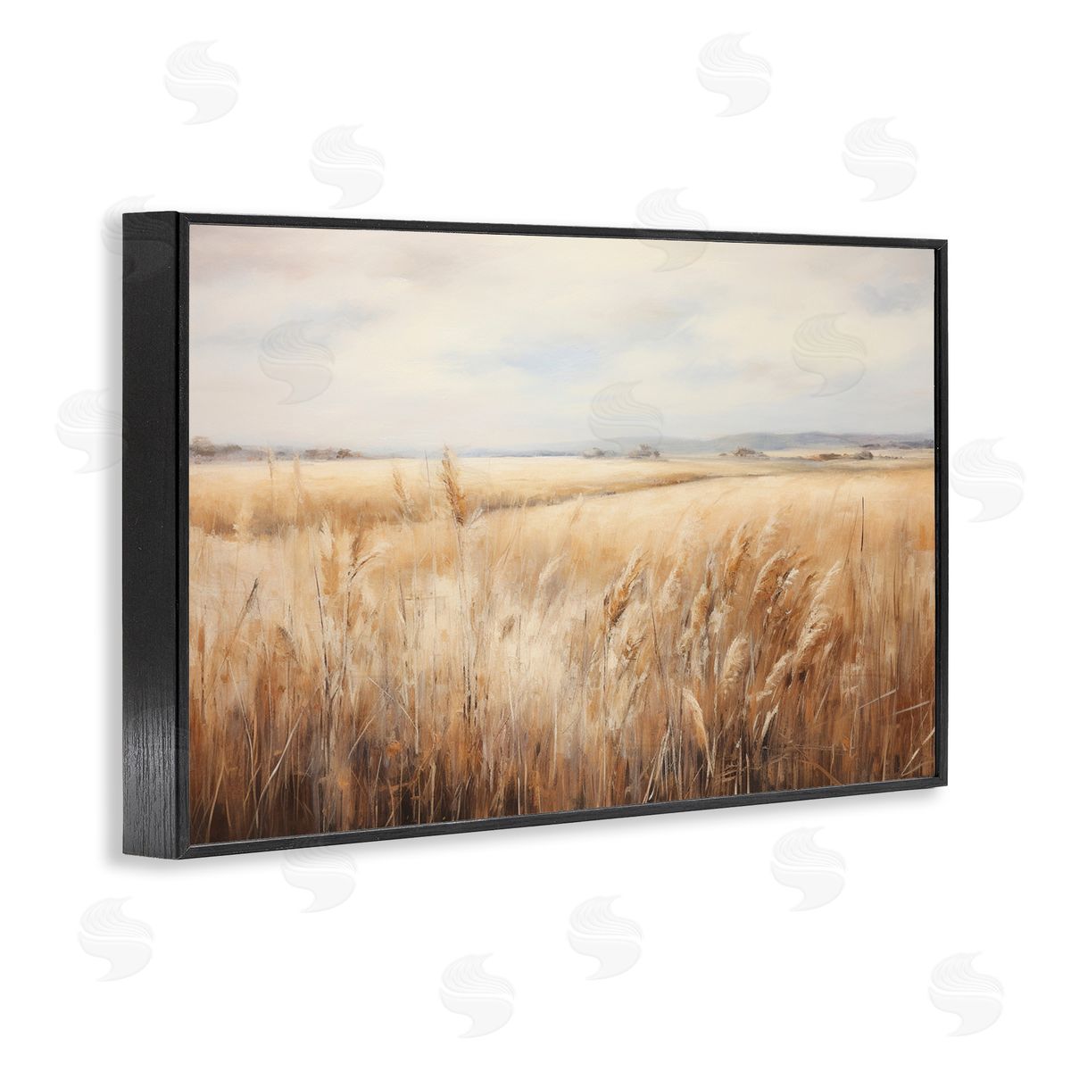 Petal Prints Design Vast Wheat Field Black Framed Giclee Wall Art Print