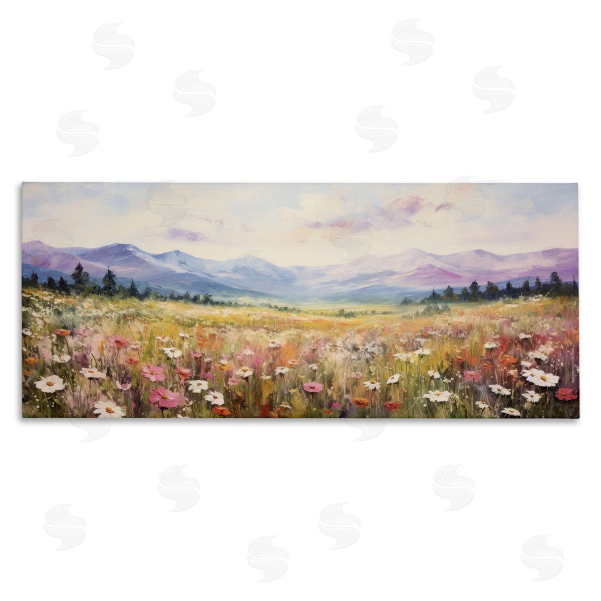 Mountainous Daisy Meadow Canvas Wall Art, Home Decor by Petal Prints Design