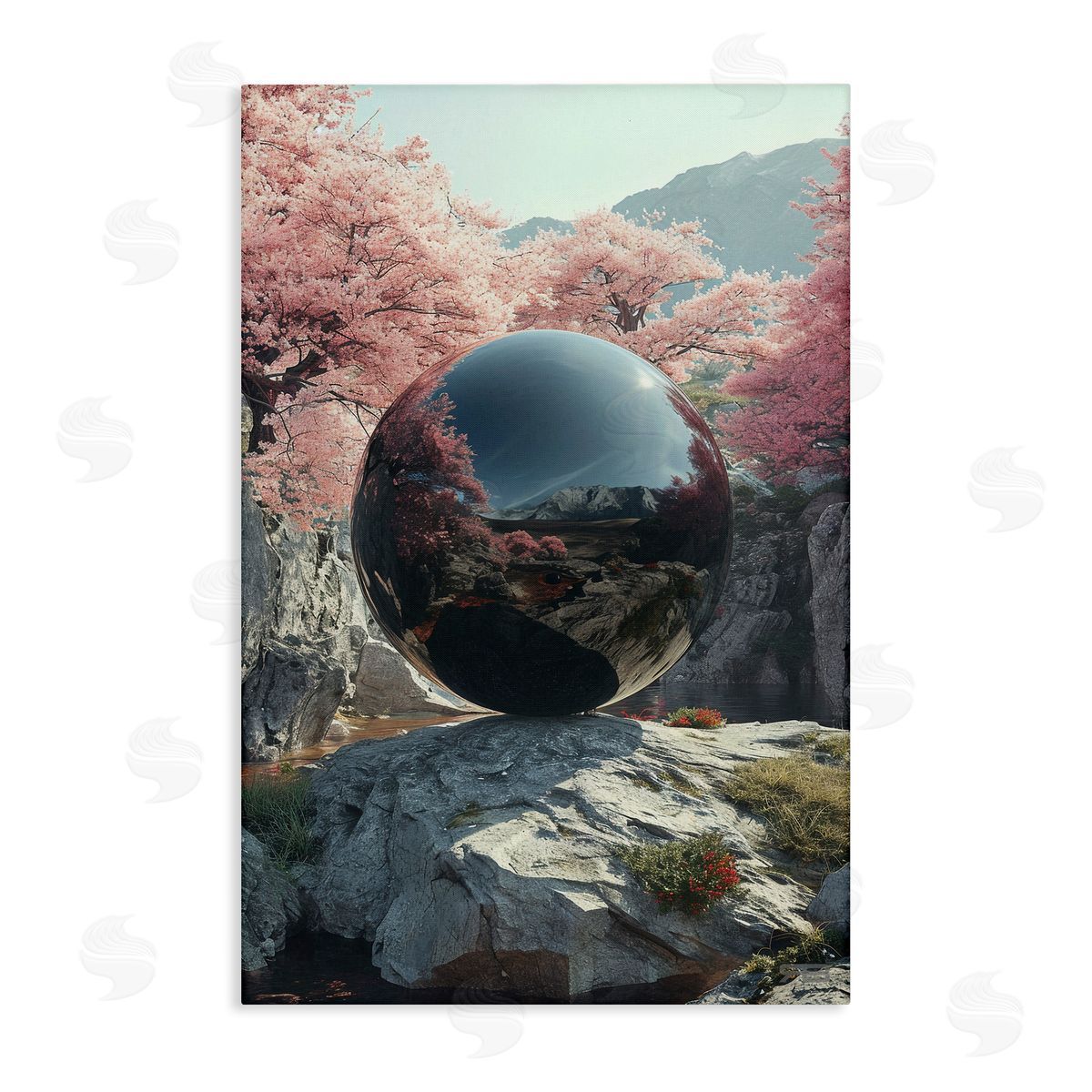 Surreal Reflective Ball Canvas Wall Art, Home Decor by Roozbeh Bahramali