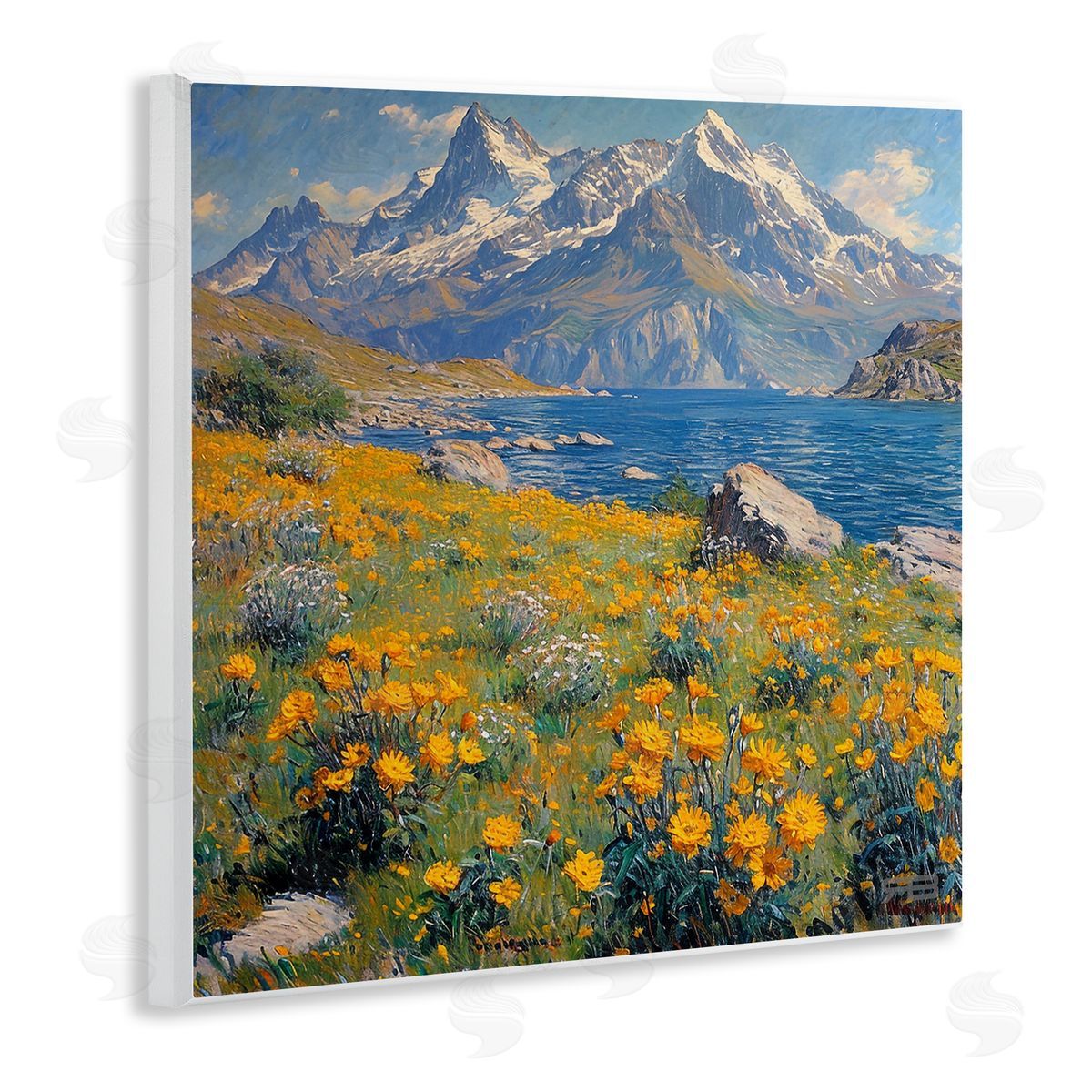 RB Mountain Daisy Meadow Wooden Wall Plaque Art Print