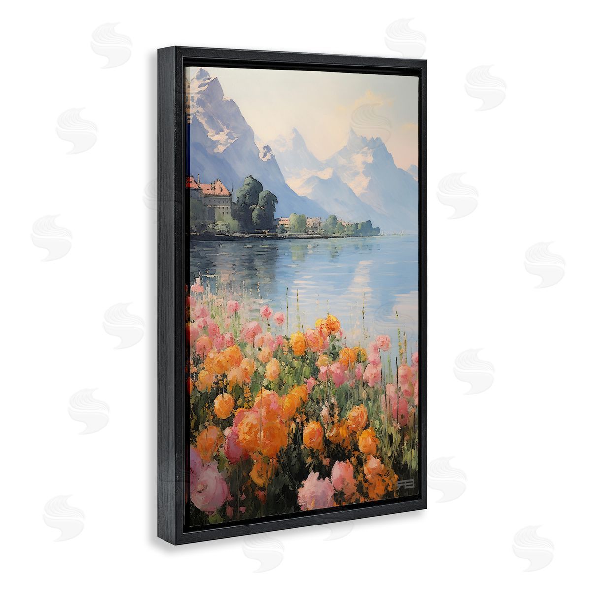 Mountain Meadow Outskirts Black Floating Frame Canvas Wall Art, Home Decor by Roozbeh Bahramali