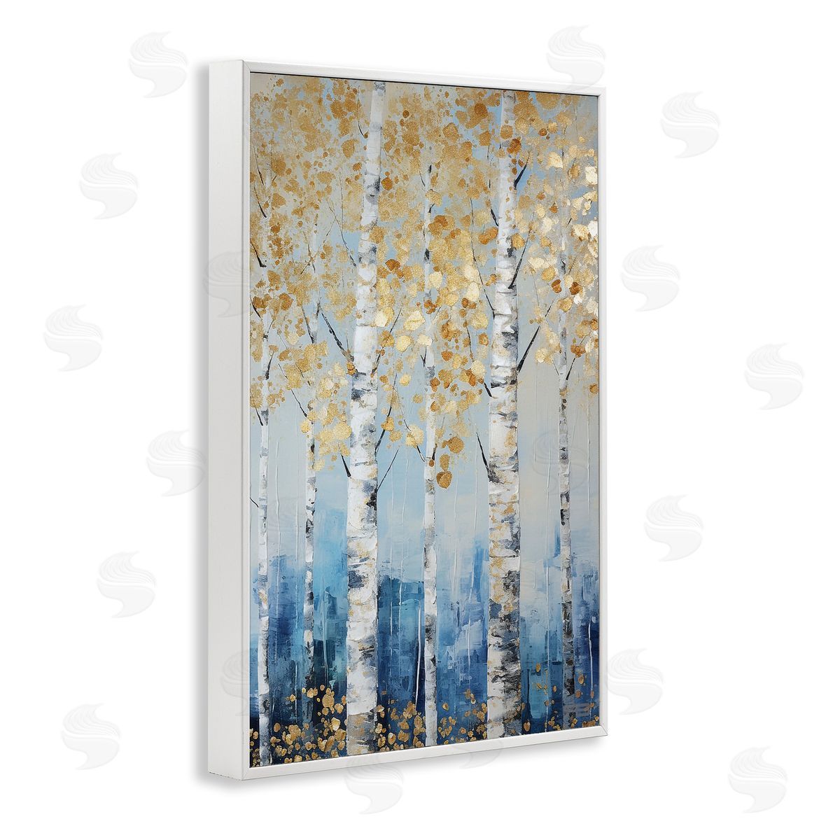 Autumnal Birch Forest White Frame Print Wall Art, Home Decor by Roozbeh Bahramali