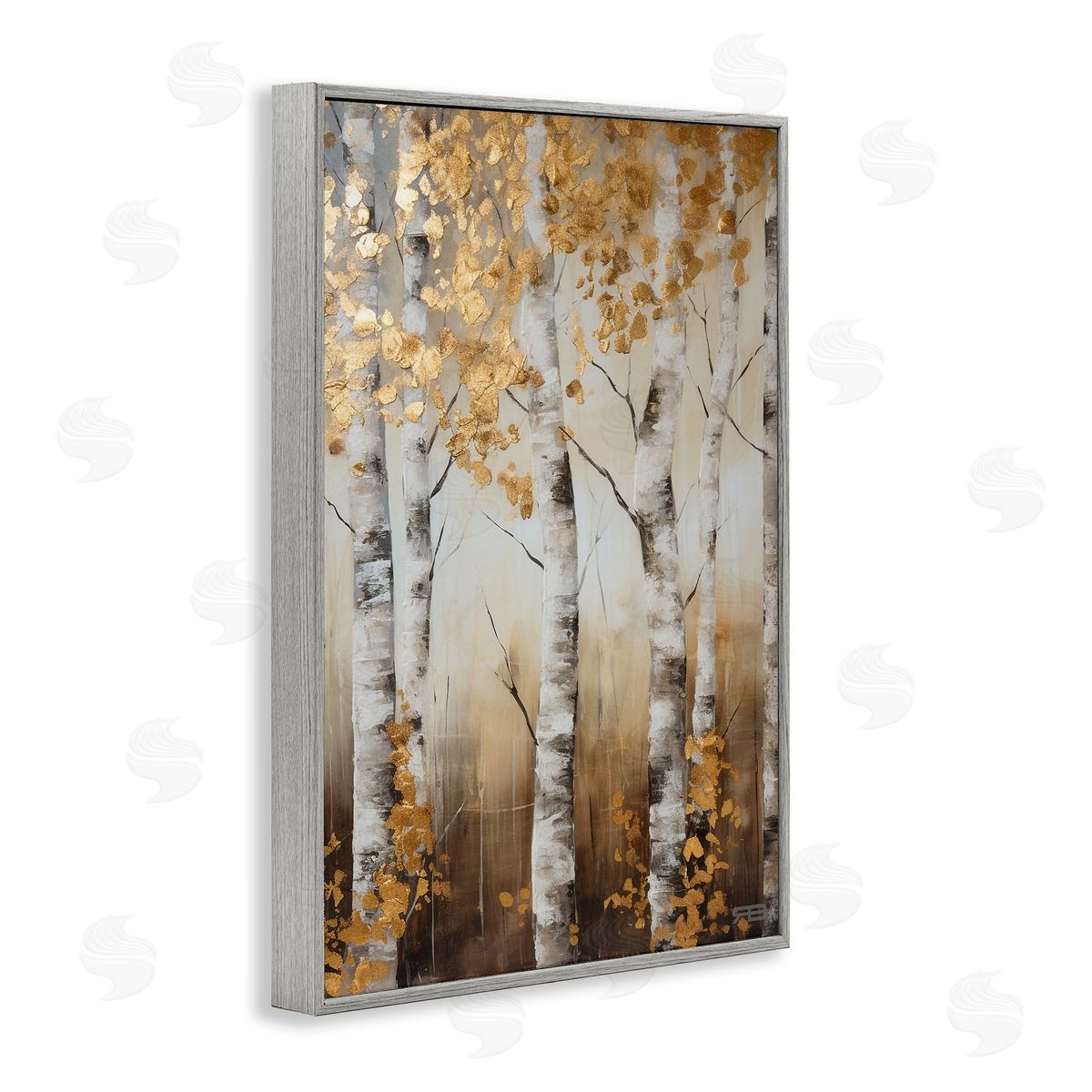 Fall Foliage Birch Grey Frame Print Wall Art, Home Decor by Roozbeh Bahramali