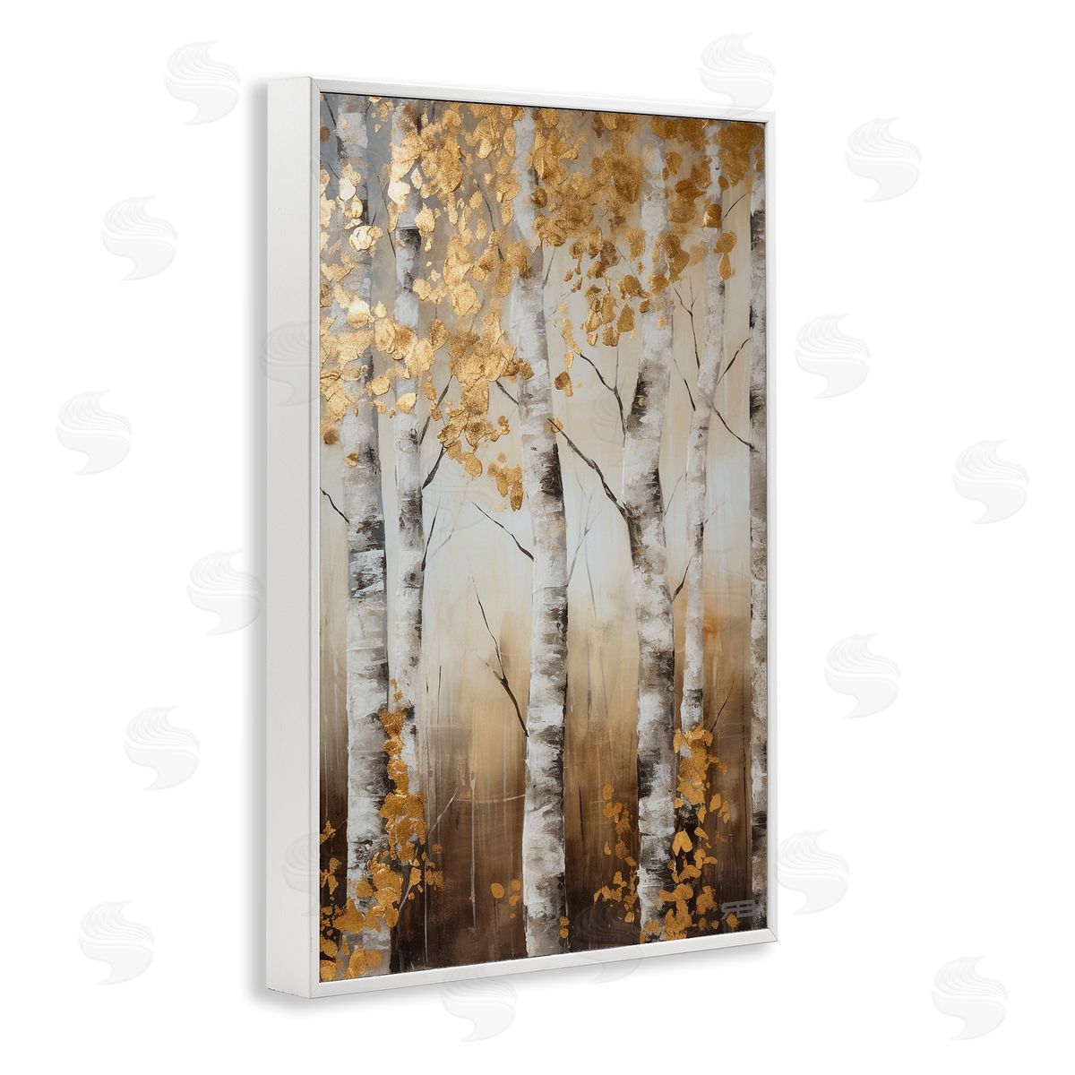 Fall Foliage Birch White Frame Print Wall Art, Home Decor by Roozbeh Bahramali