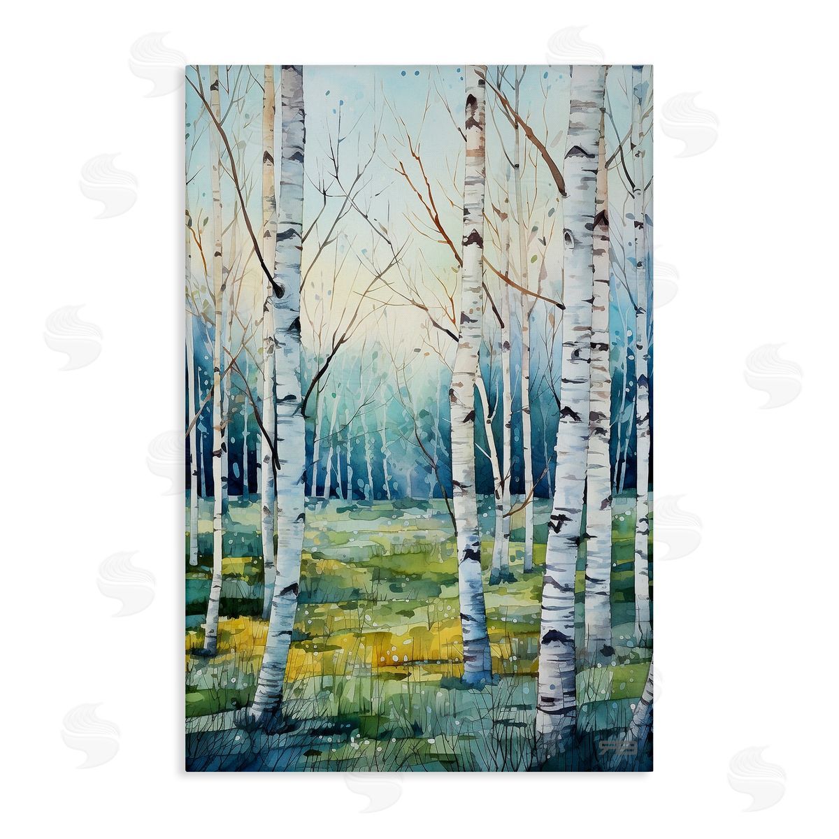 Summer Birch Forest Canvas Wall Art, Home Decor by Roozbeh Bahramali