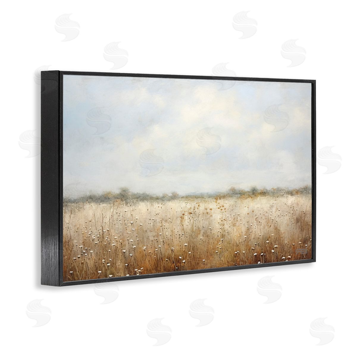 Soft Daisy Field Black Frame Print Wall Art, Home Decor by Roozbeh Bahramali