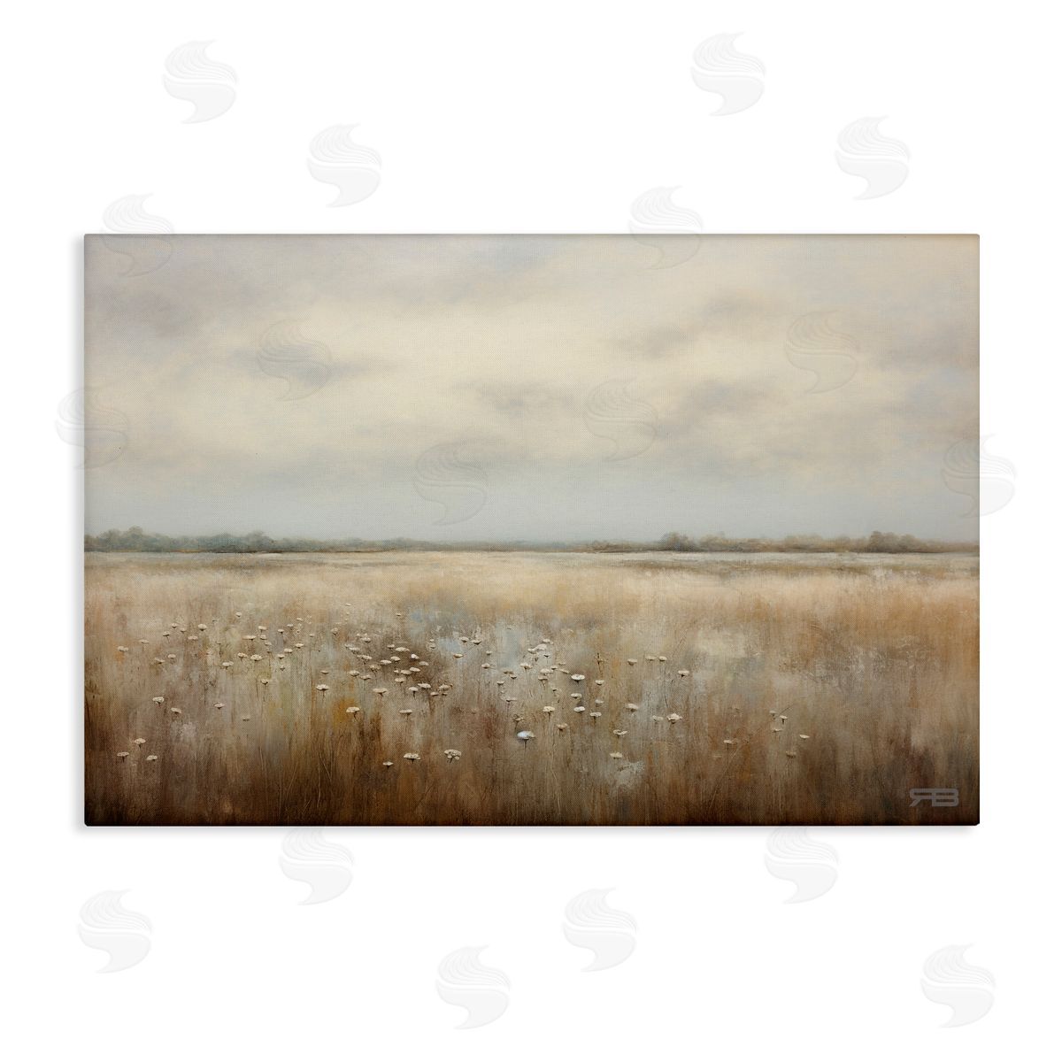 Subtle Flower Meadow Canvas Wall Art, Home Decor by Roozbeh Bahramali