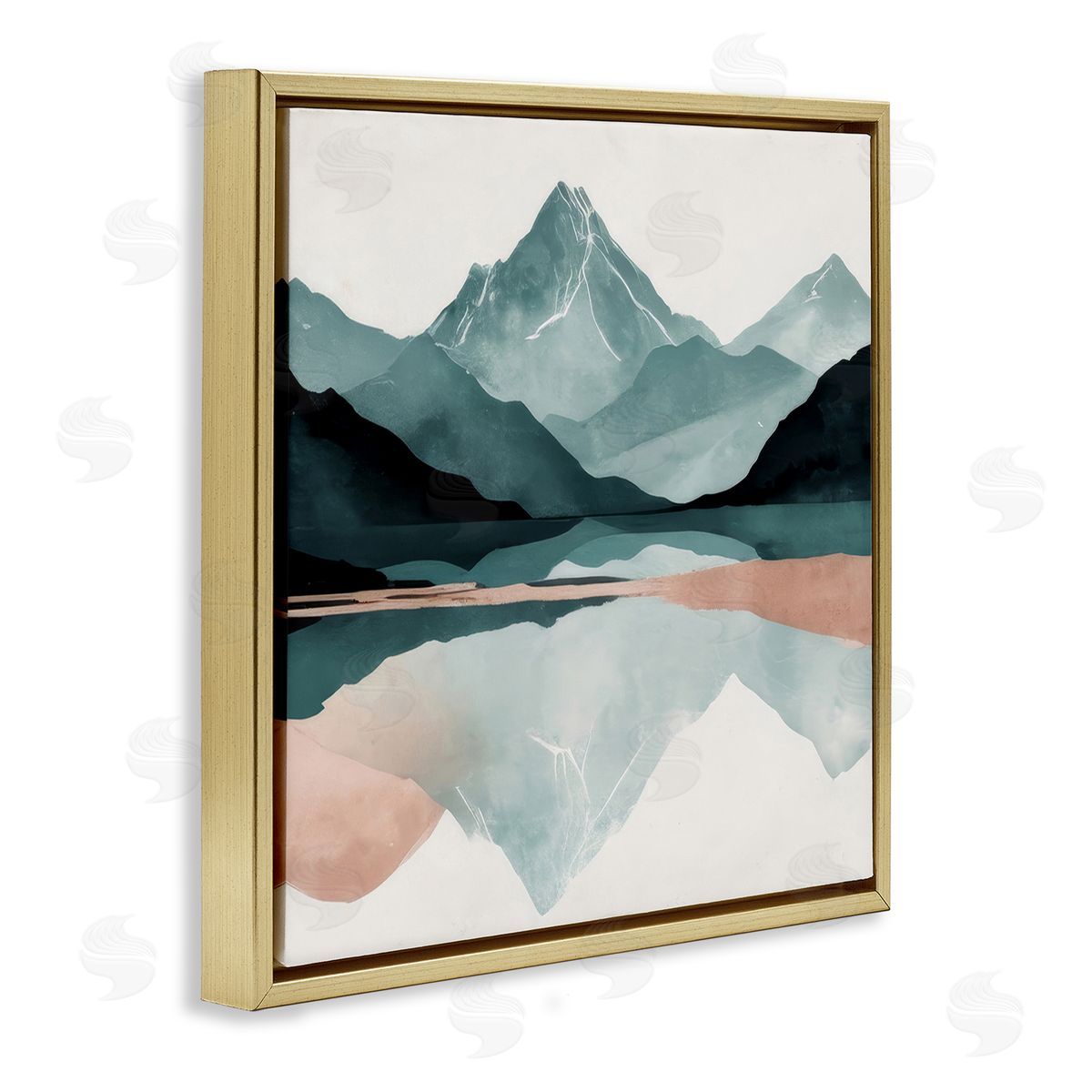 Denise Dundon Reflections of High Peaks Gold Floating Frame Canvas Wall Art Print