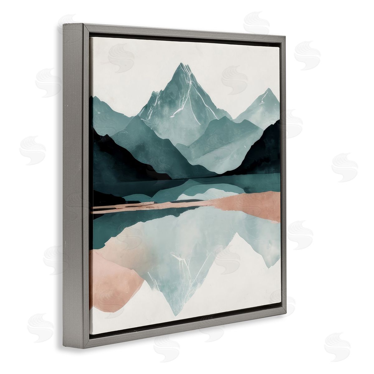 Denise Dundon Reflections of High Peaks Gray Floating Frame Canvas Wall Art Print