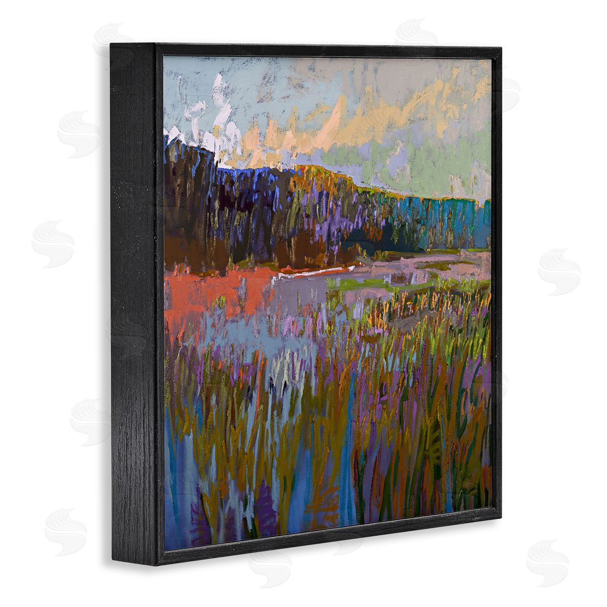 Jane Schmidt Streaked Abstract Landscape Black Framed Giclee Wall Art Print