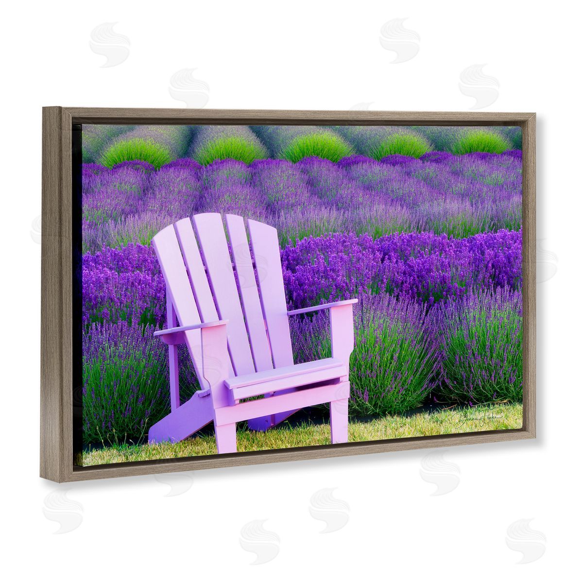 Dennis Frates Chair & Lavender Field Brown Floating Frame Canvas Wall Art Print