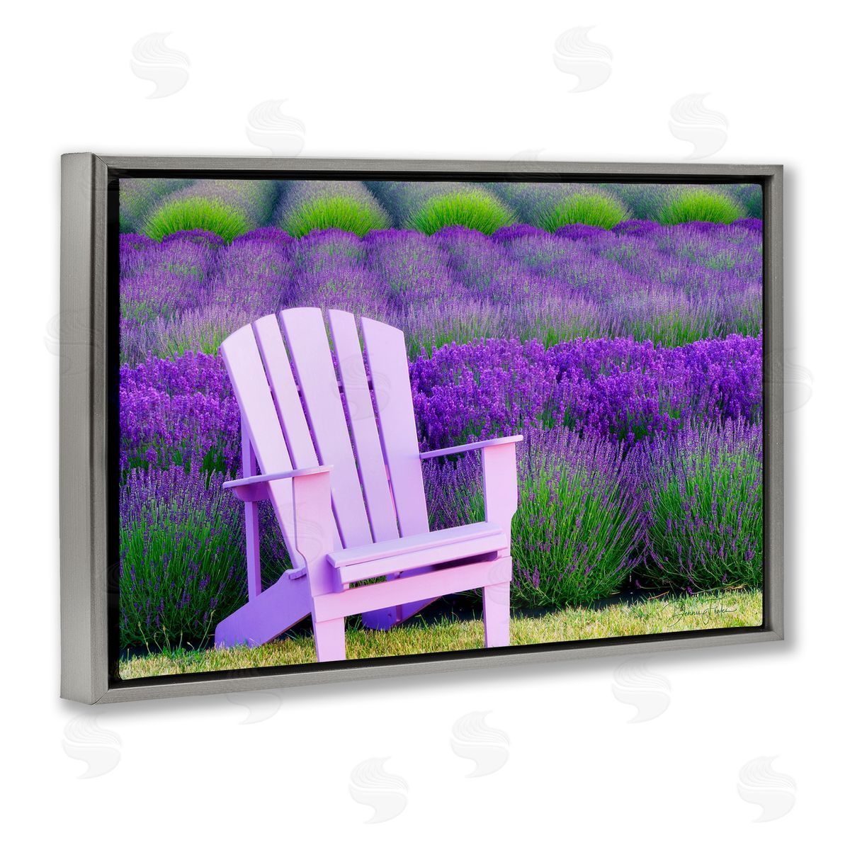 Dennis Frates Chair & Lavender Field Gray Floating Frame Canvas Wall Art Print