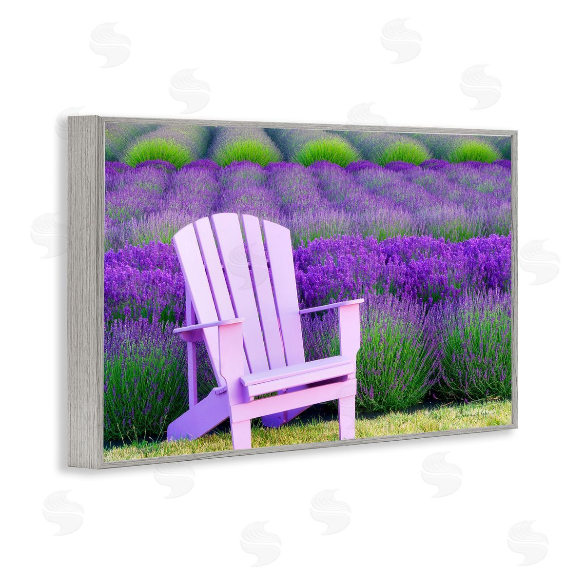 Dennis Frates Chair & Lavender Field Gray Framed Giclee Wall Art Print