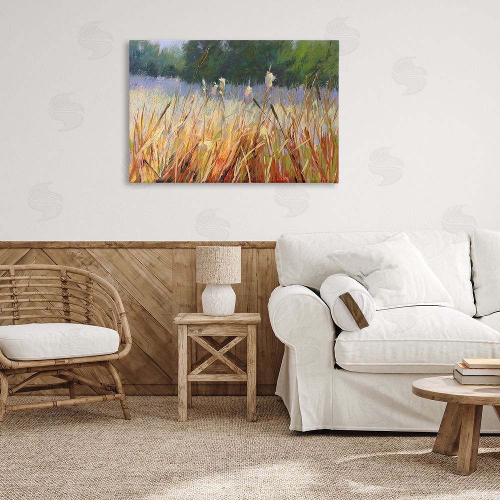 Carol Strock Wasson Country Summer Reeds Canvas Wall Art Print in Room