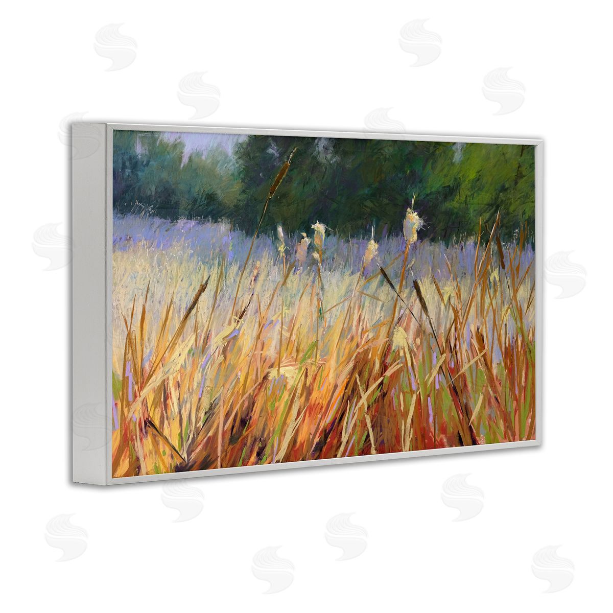 Carol Strock Wasson Country Summer Reeds White Framed Giclee Wall Art Print