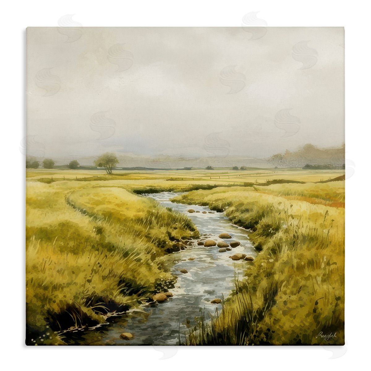 Roozbeh Bahramali Calming Horizon River Canvas Wall Art Print