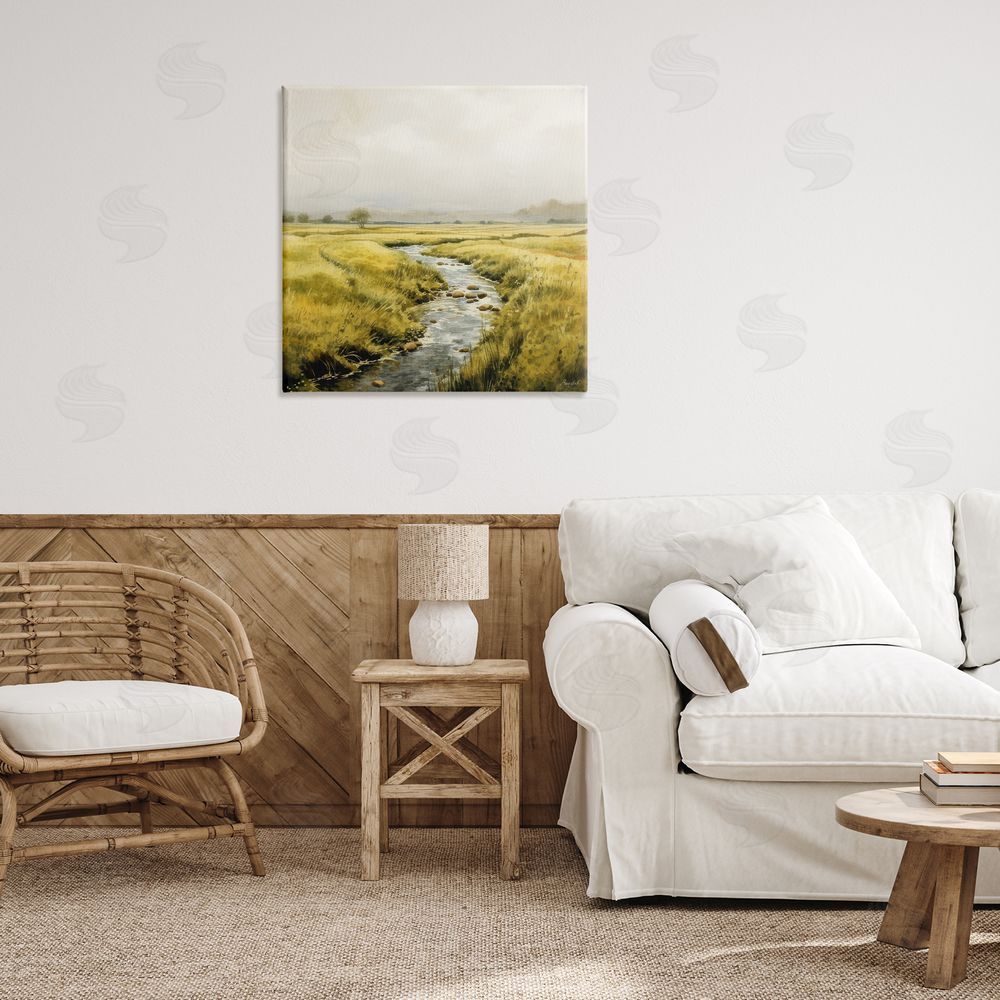 Roozbeh Bahramali Calming Horizon River Canvas Wall Art Print in Room