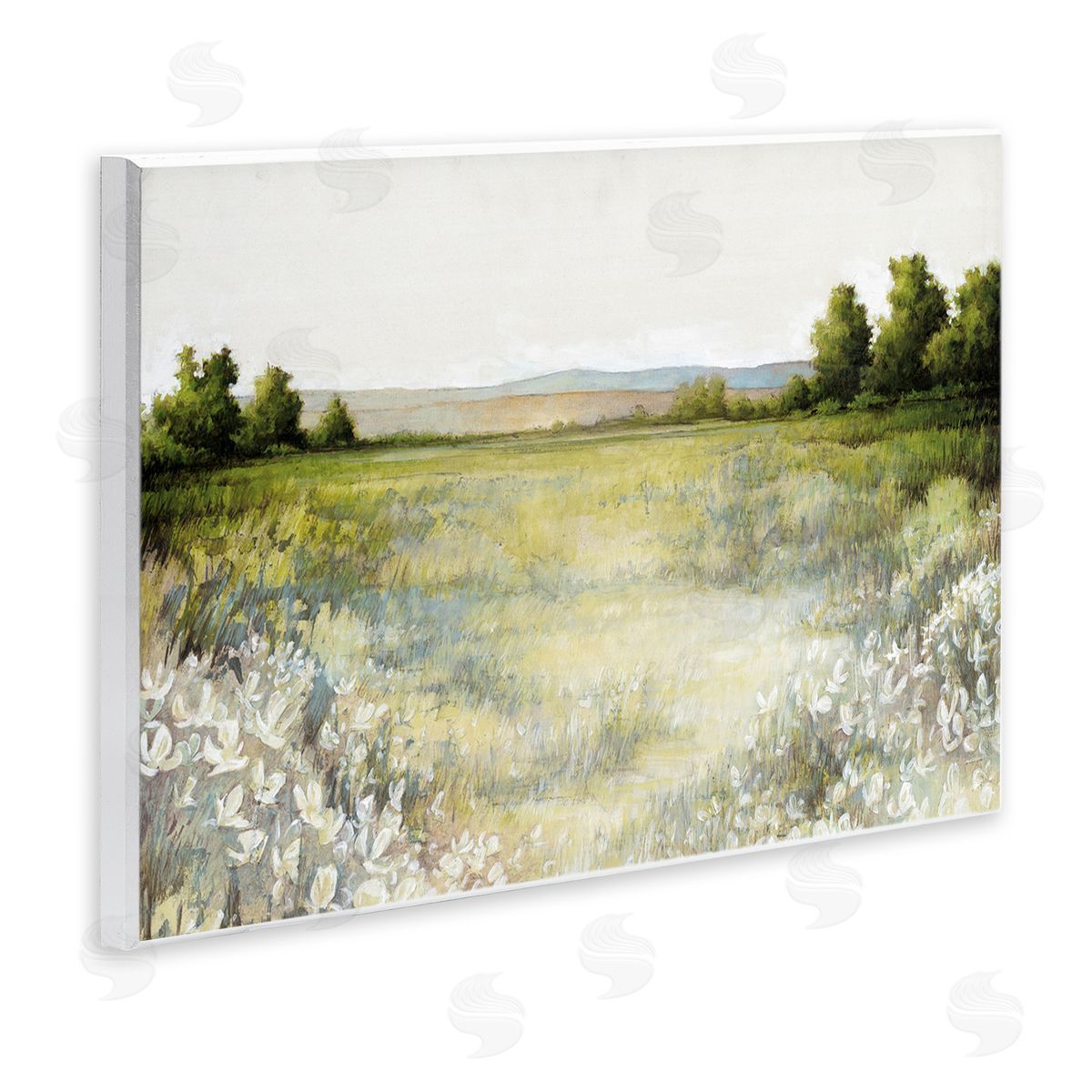 White Ladder White Flowers Meadow Wooden Wall Plaque Art Print
