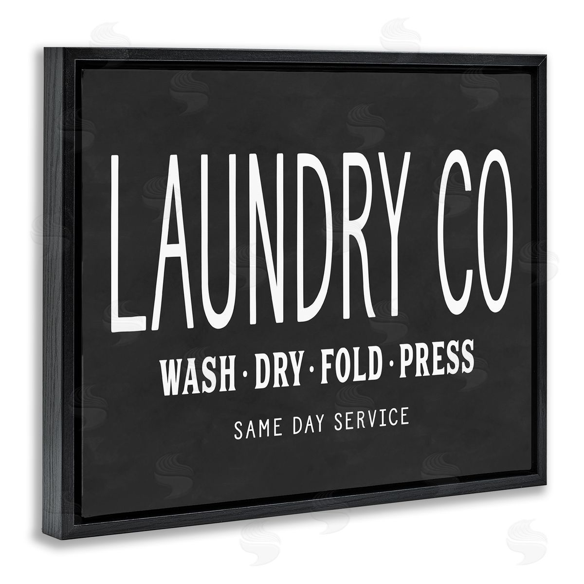 Lettered and Lined Laundry Essentials Chalkboard Black Floating Frame Canvas Wall Art Print