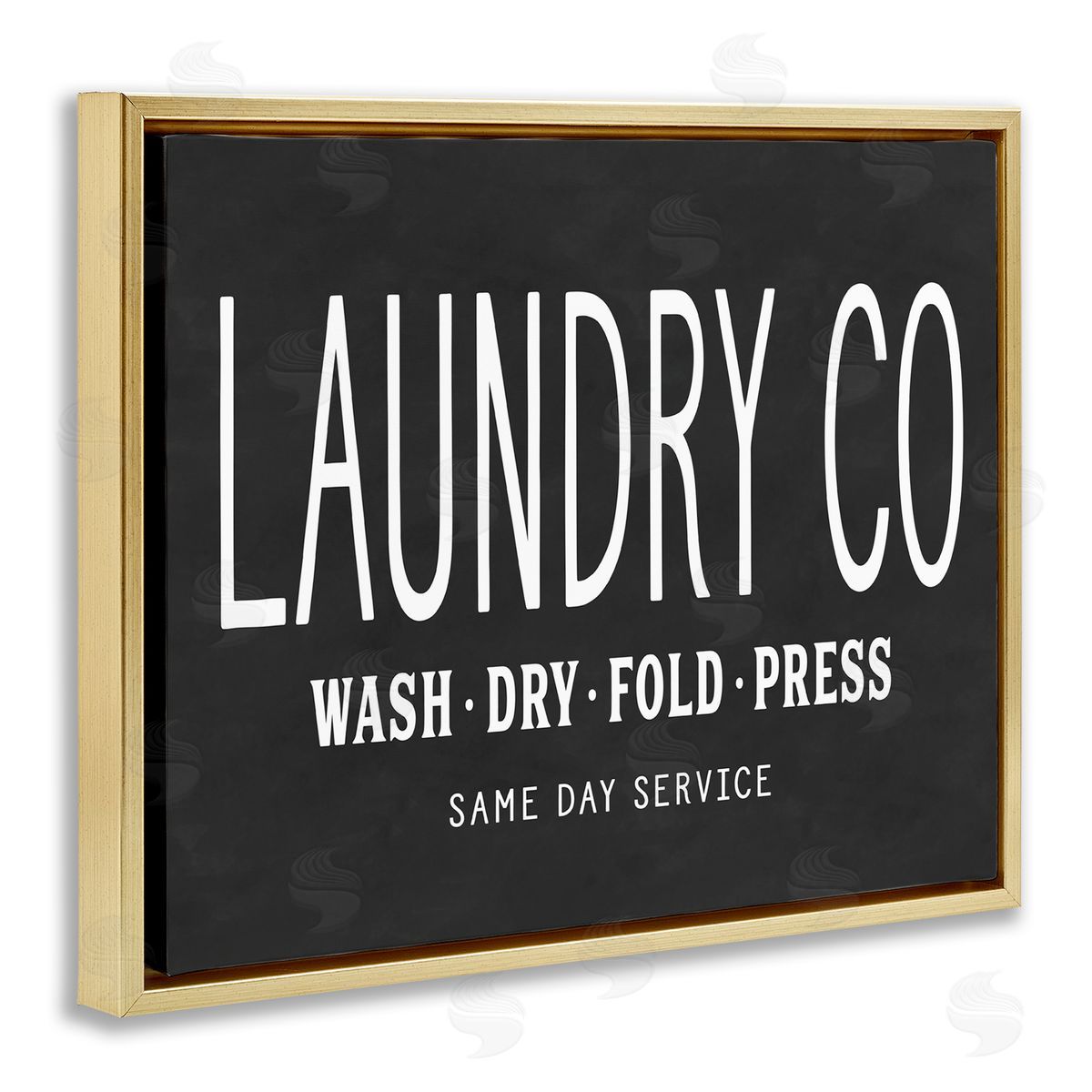 Lettered and Lined Laundry Essentials Chalkboard Gold Floating Frame Canvas Wall Art Print