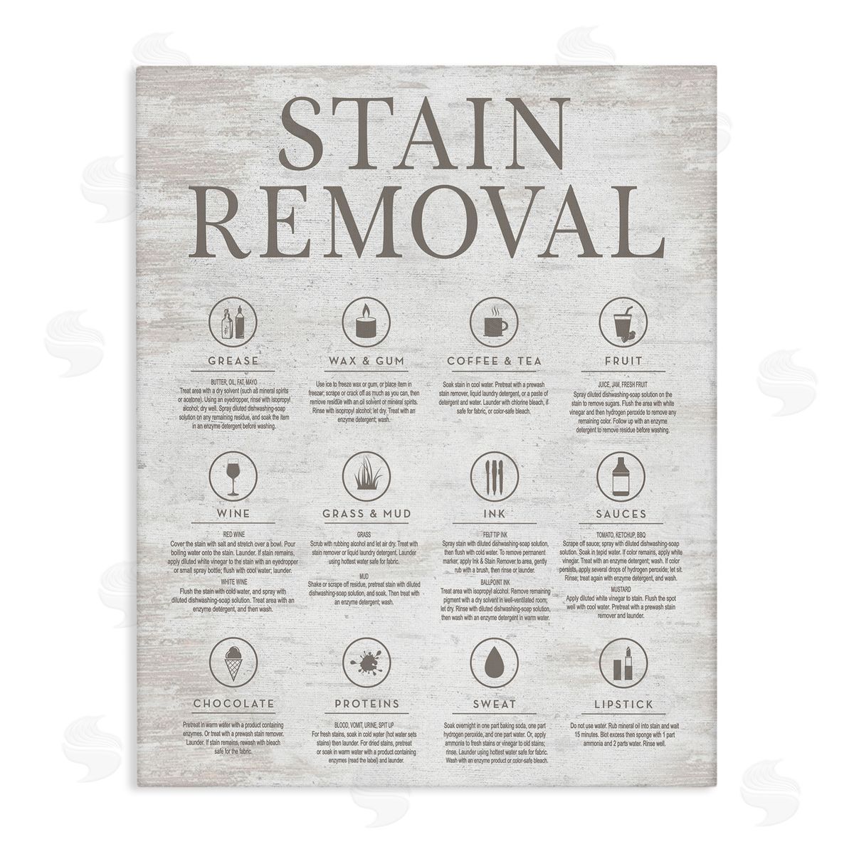 Rustic Stain Removal Canvas Wall Art, Home Decor by Lettered and Lined
