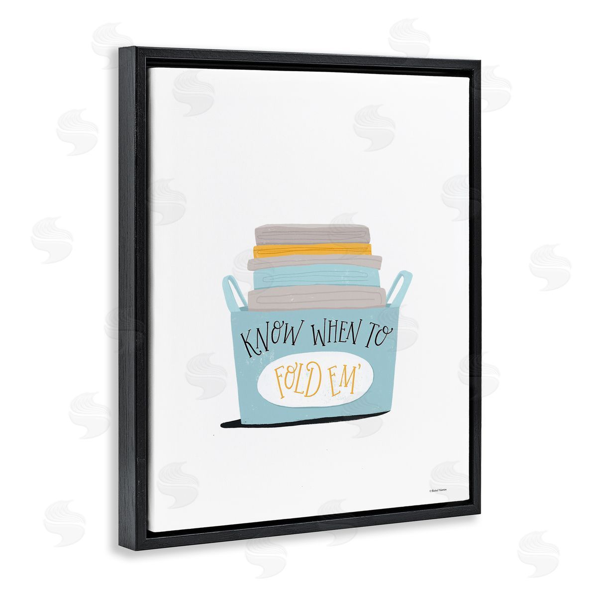 Know When to Fold Black Floating Frame Canvas Wall Art, Home Decor by Rachel Nieman