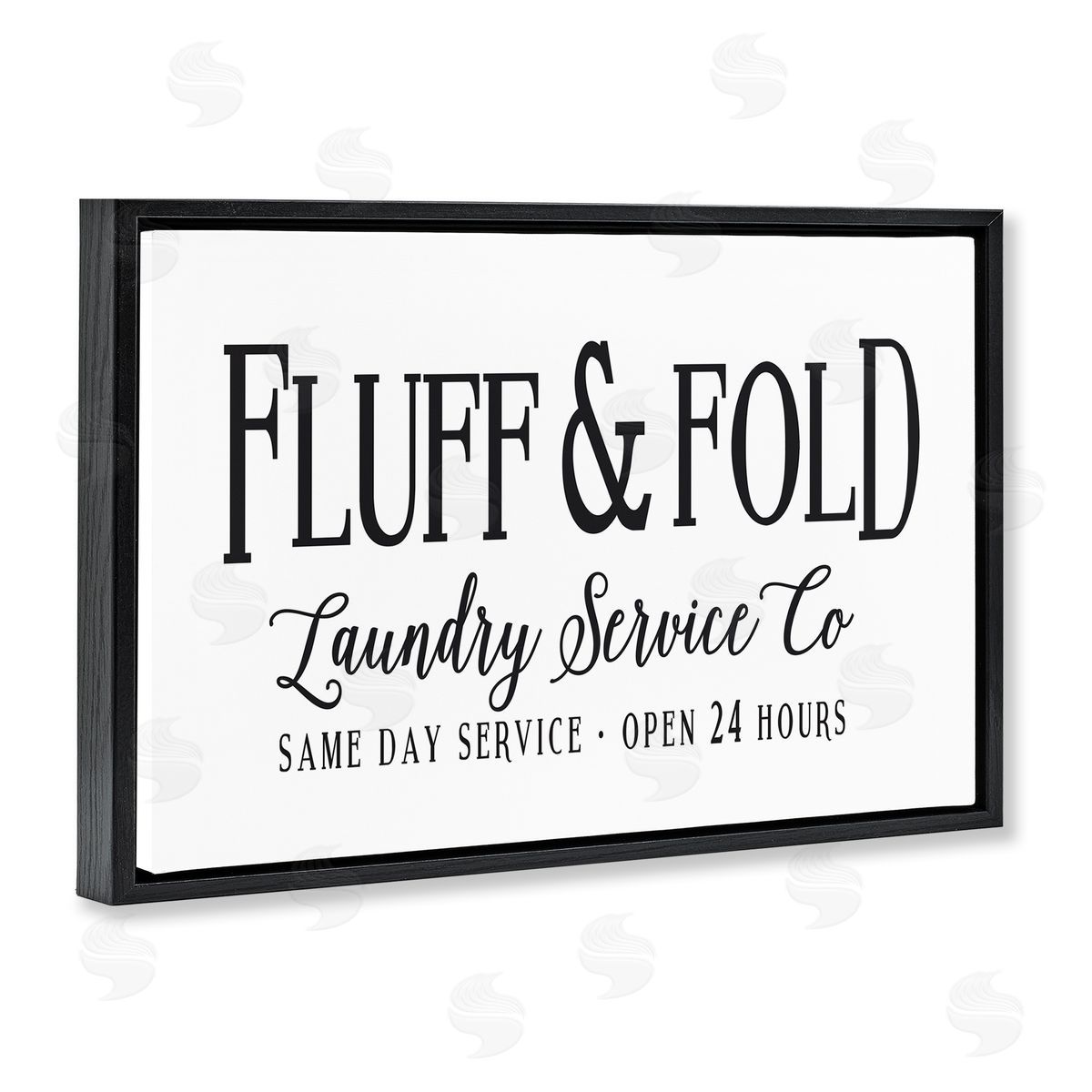 Lettered and Lined Fluff & Fold Laundry Black Floating Frame Canvas Wall Art Print