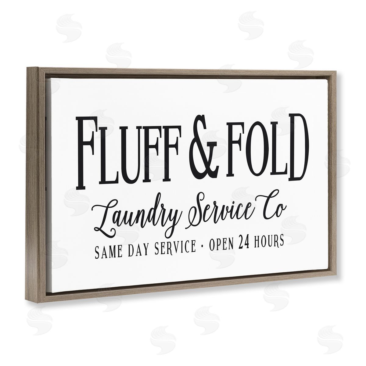 Lettered and Lined Fluff & Fold Laundry Brown Floating Frame Canvas Wall Art Print