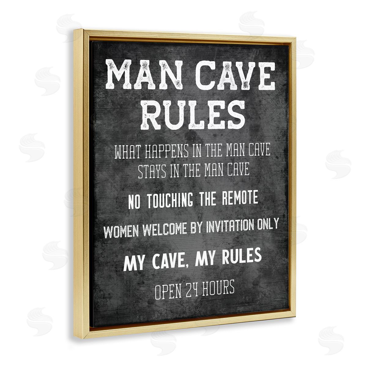 My Man Cave Rules Gold Floating Frame Canvas Wall Art, Home Decor by CAD Designs