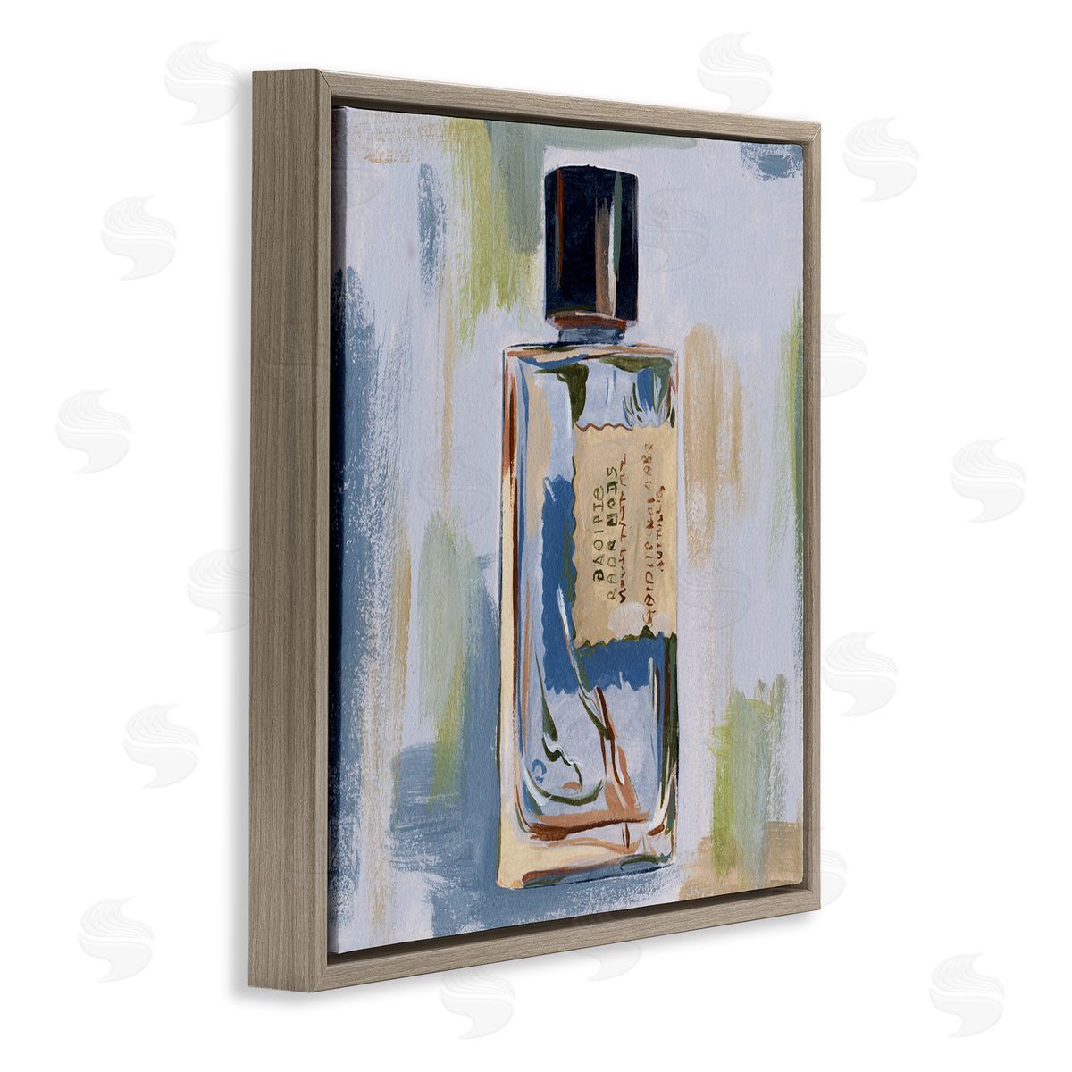 Melissa Wang Paint Streak Perfume Brown Floating Frame Canvas Wall Art Print