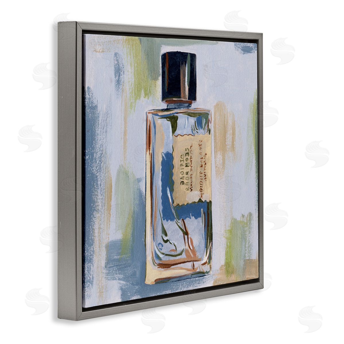 Melissa Wang Paint Streak Perfume Gray Floating Frame Canvas Wall Art Print