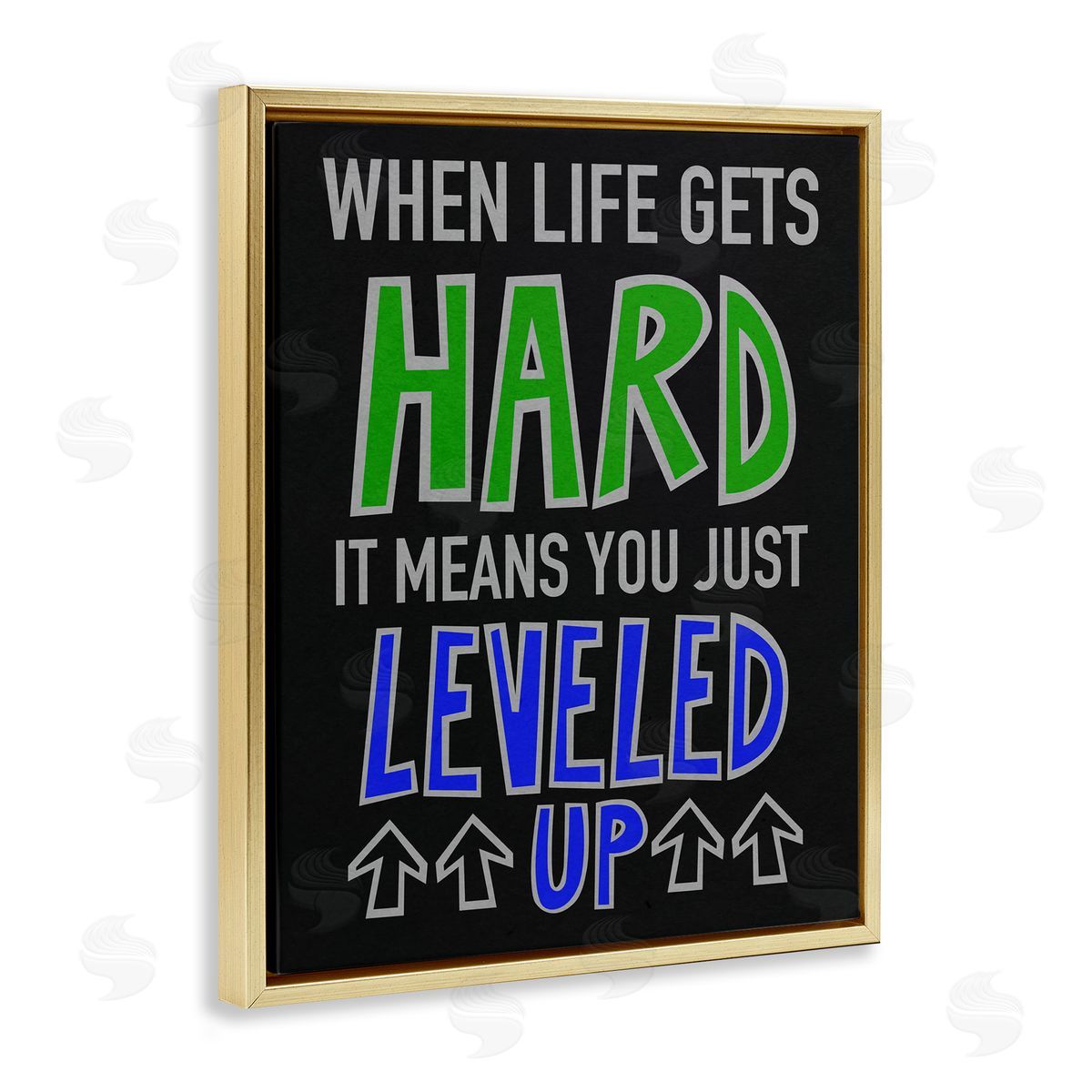 Leveled Up in Life Gold Floating Frame Canvas Wall Art, Home Decor by Marcus Prime