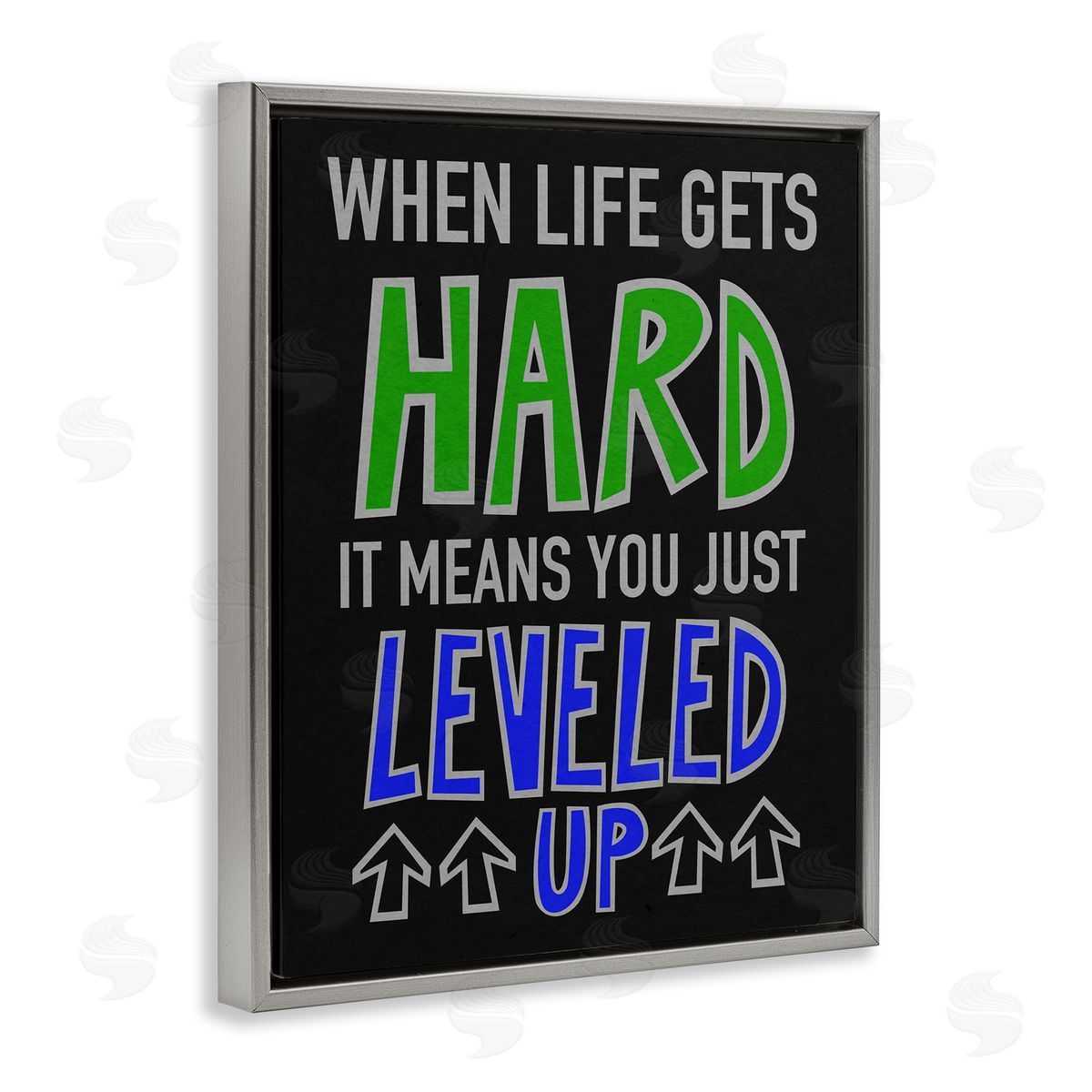 Leveled Up in Life Grey Floating Frame Canvas Wall Art, Home Decor by Marcus Prime