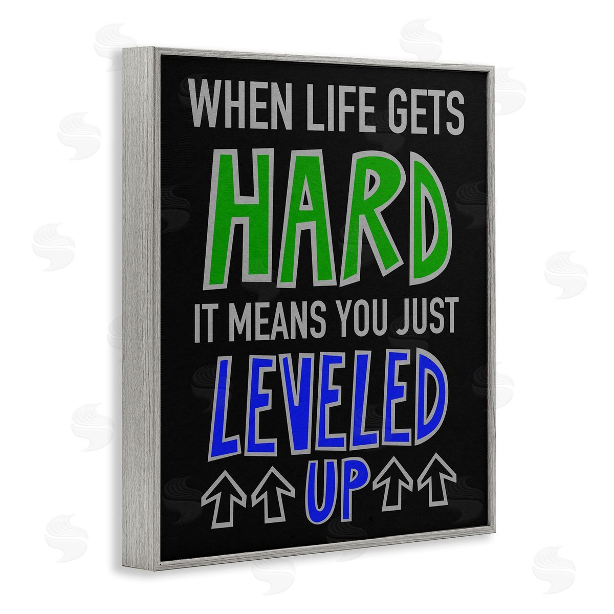Leveled Up in Life Grey Frame Print Wall Art, Home Decor by Marcus Prime