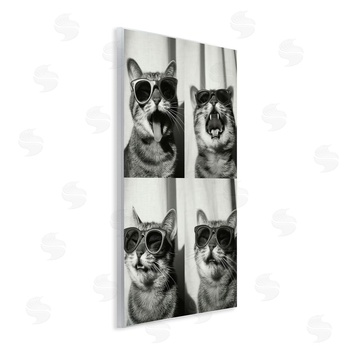 Photobooth Style Cat Wood Plaque Wall Art, Home Decor by Roozbeh Bahramali