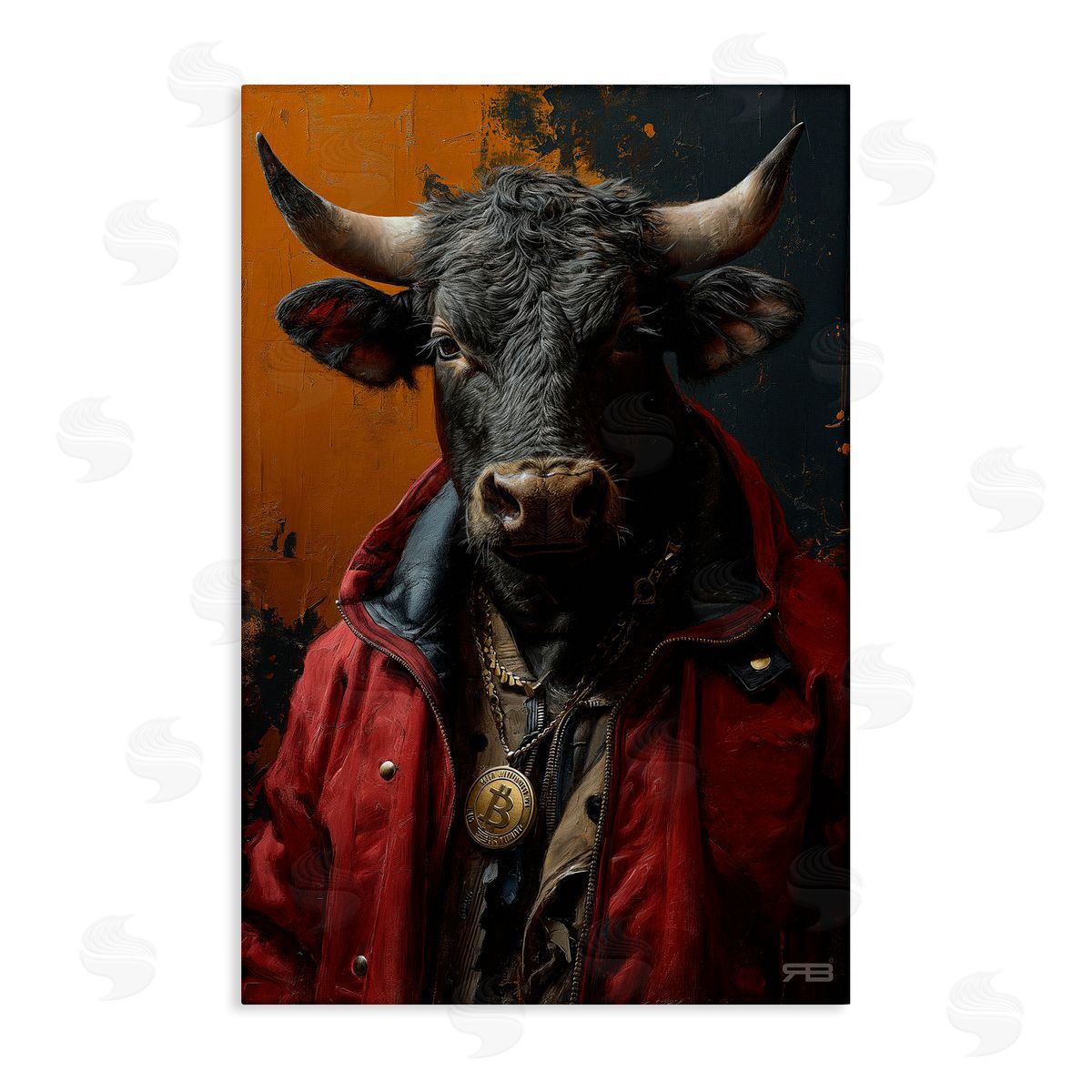 Street Style Cattle Canvas Wall Art, Home Decor by Roozbeh Bahramali