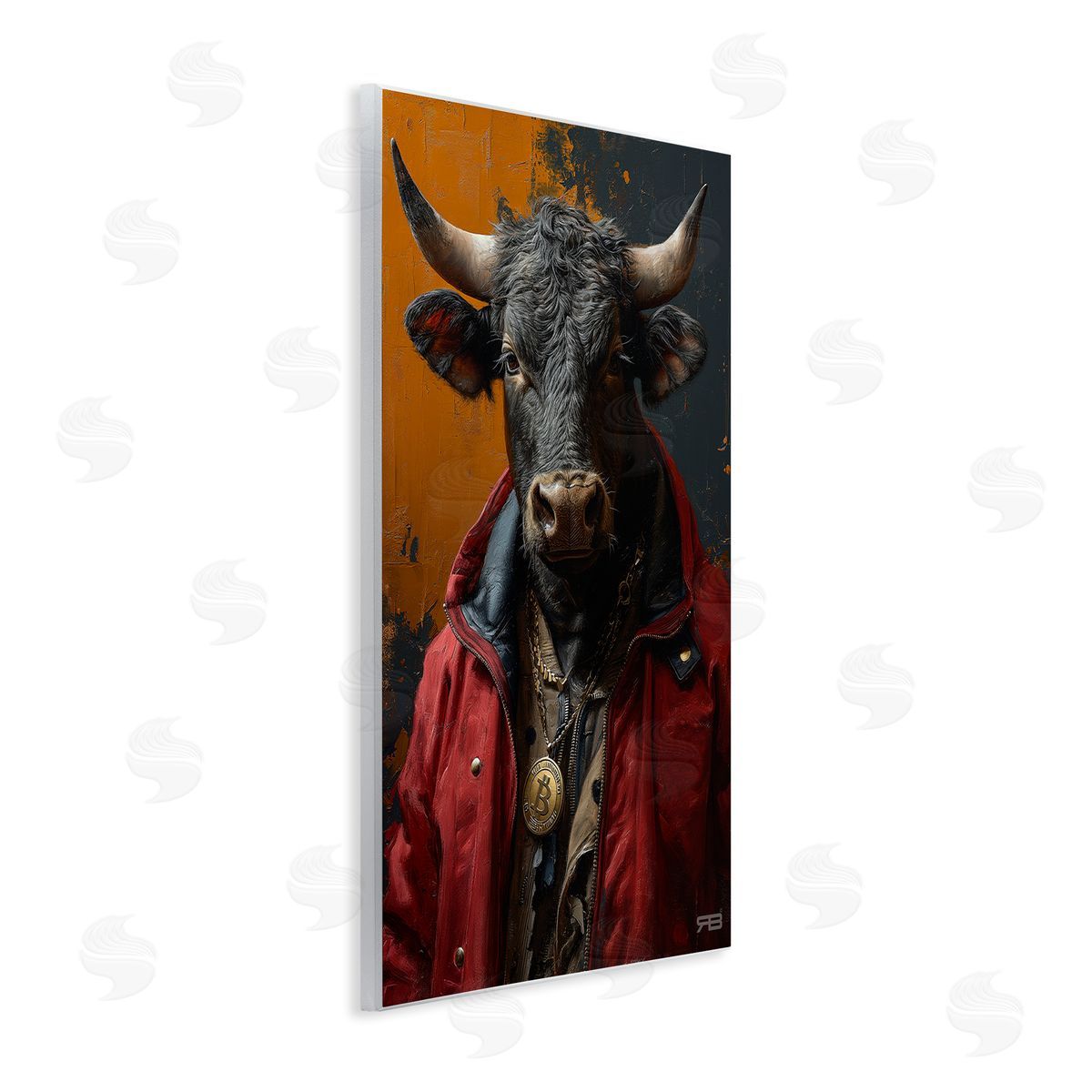 Street Style Cattle Wood Plaque Wall Art, Home Decor by Roozbeh Bahramali